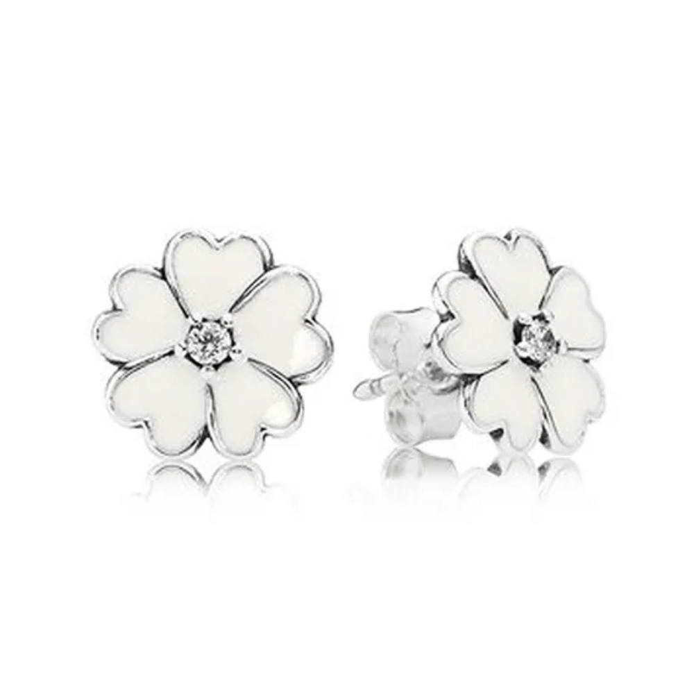 White Flower Earrings
